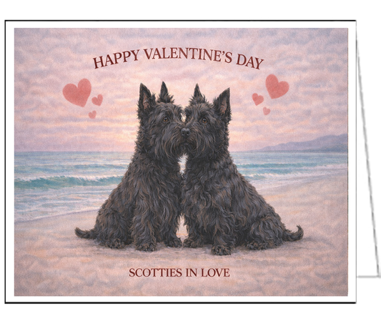 Scotties In Love - Single Card Valentine With Envelope
