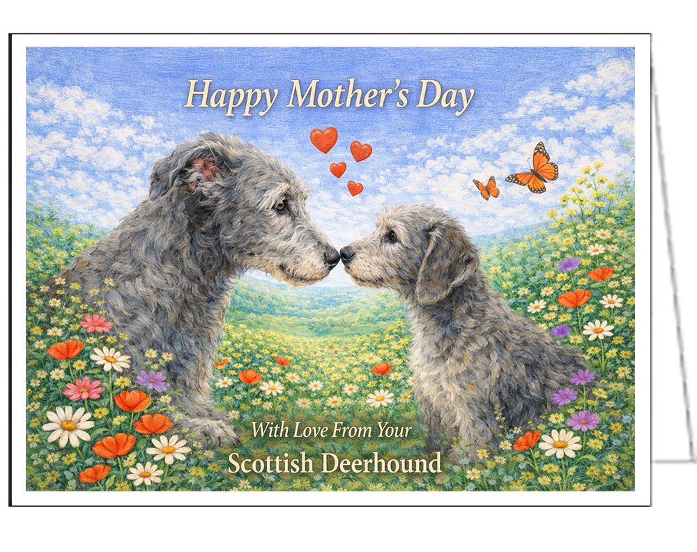 Scottish Deerhound Single Mother's Day Greeting Card