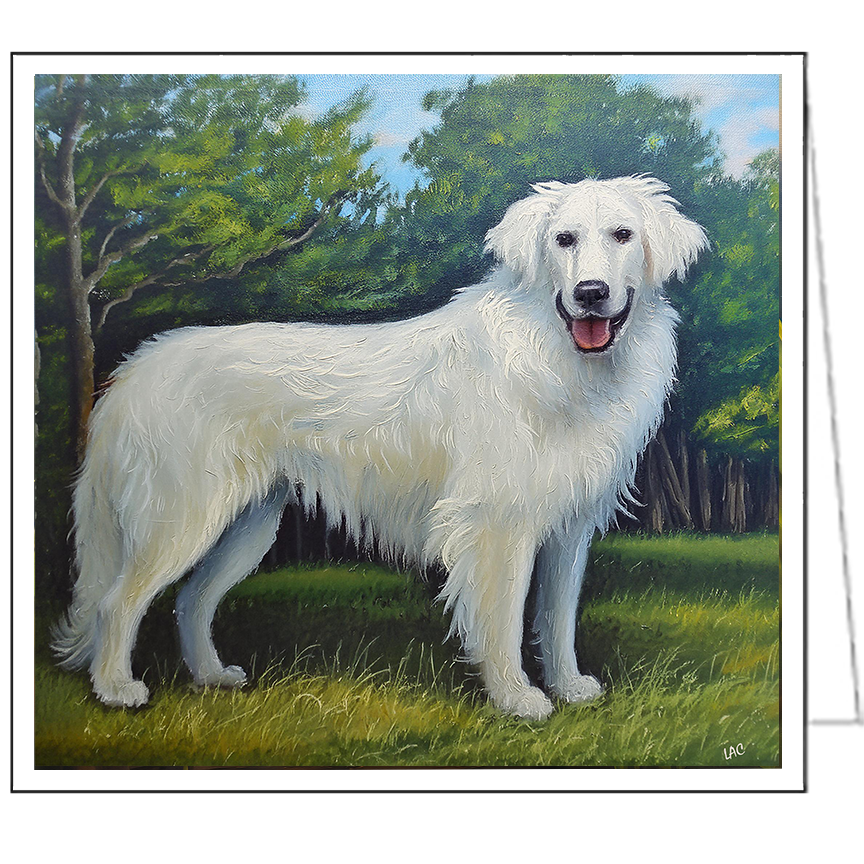 Slovensky Cuvac Fine Art Notecards - Set of Six.   5.25 x 5.25 inches
