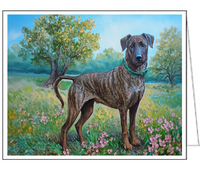 Treeing Tennessee Brindle Fine Art Notecards - Set of Six - 5 x 7 Inches