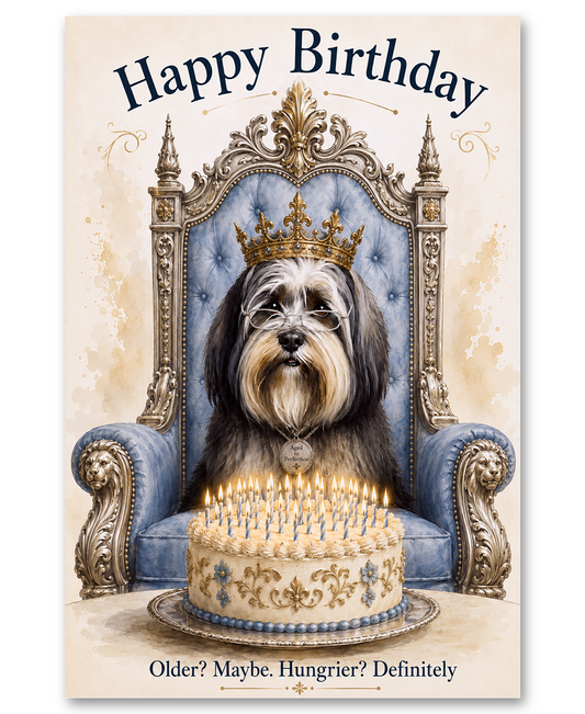 Tibetan Terrier - Royalty - Birthday Card