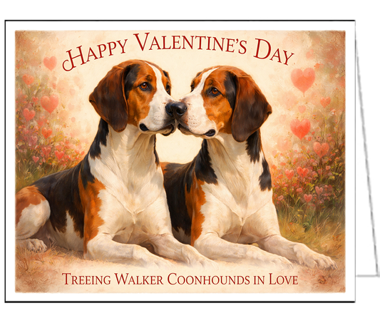 Treeing Walker Coonhounds Valentine Card