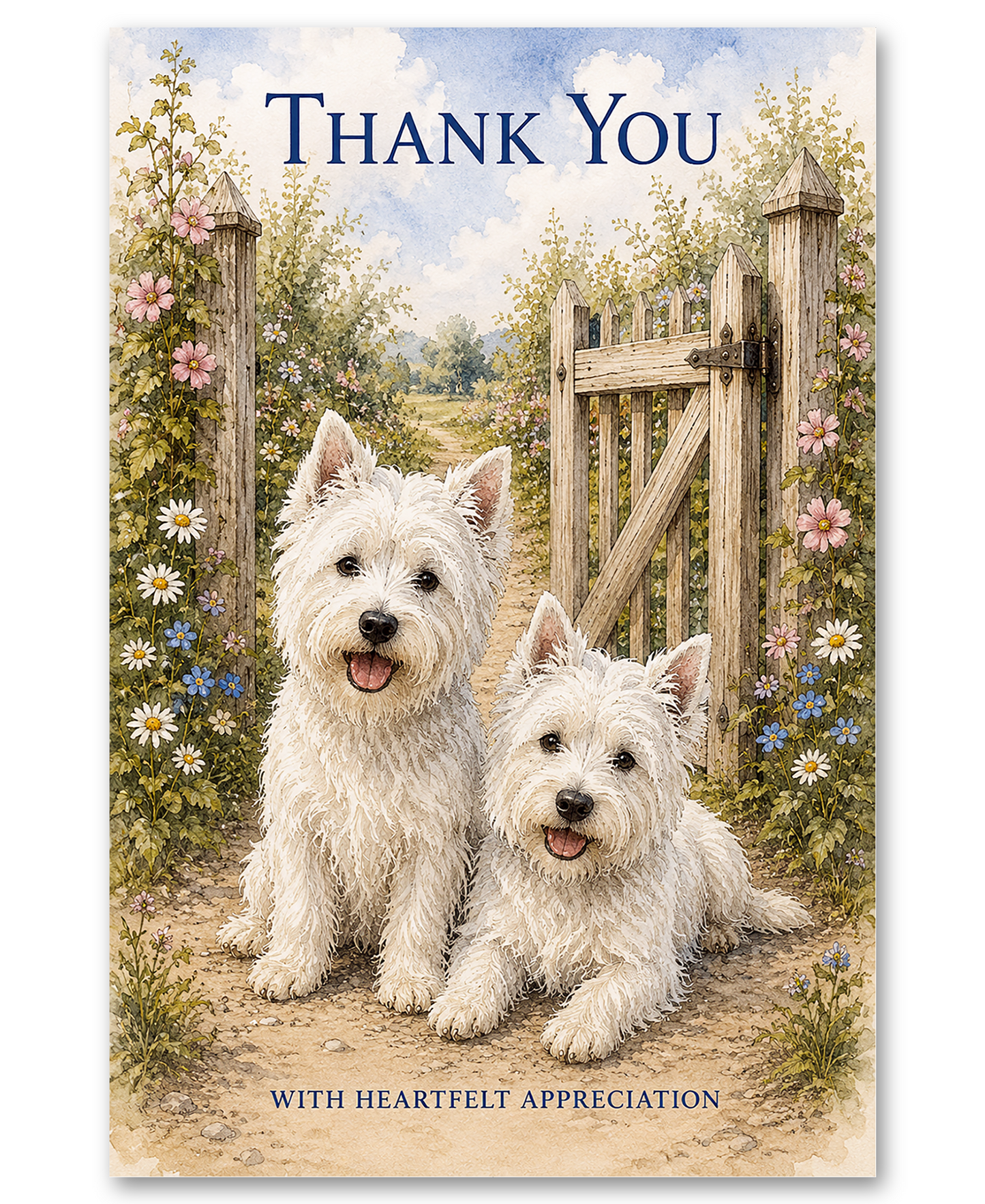 Westies - Two At the Gate - Thank You Cards