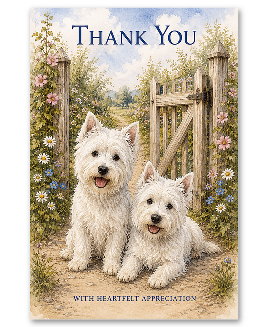 Westies - Two At the Gate - Thank You Cards