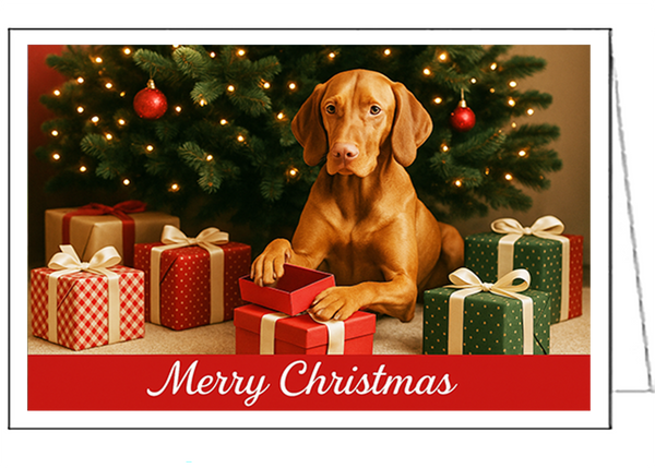 Vizsla Christmas Cards - Set of 6 with envelopes. - 5 x 7 inches each.