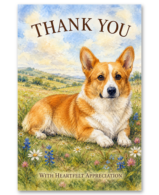 Welsh Corgi - Thank You Card - With Heartfelt Appreciation