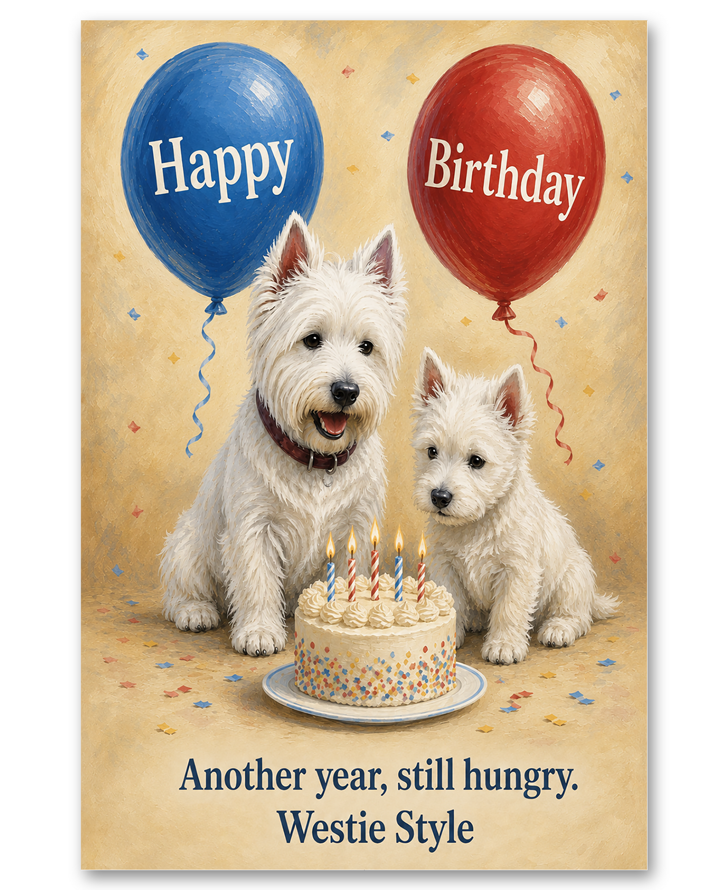 Westie - Another Year, Still Hungry - Birthday Card