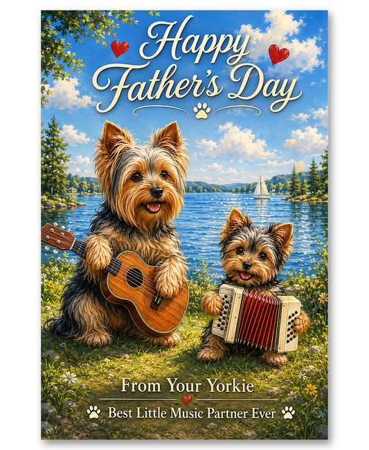 Yorkies Playing Lakeside Music - Father's Day