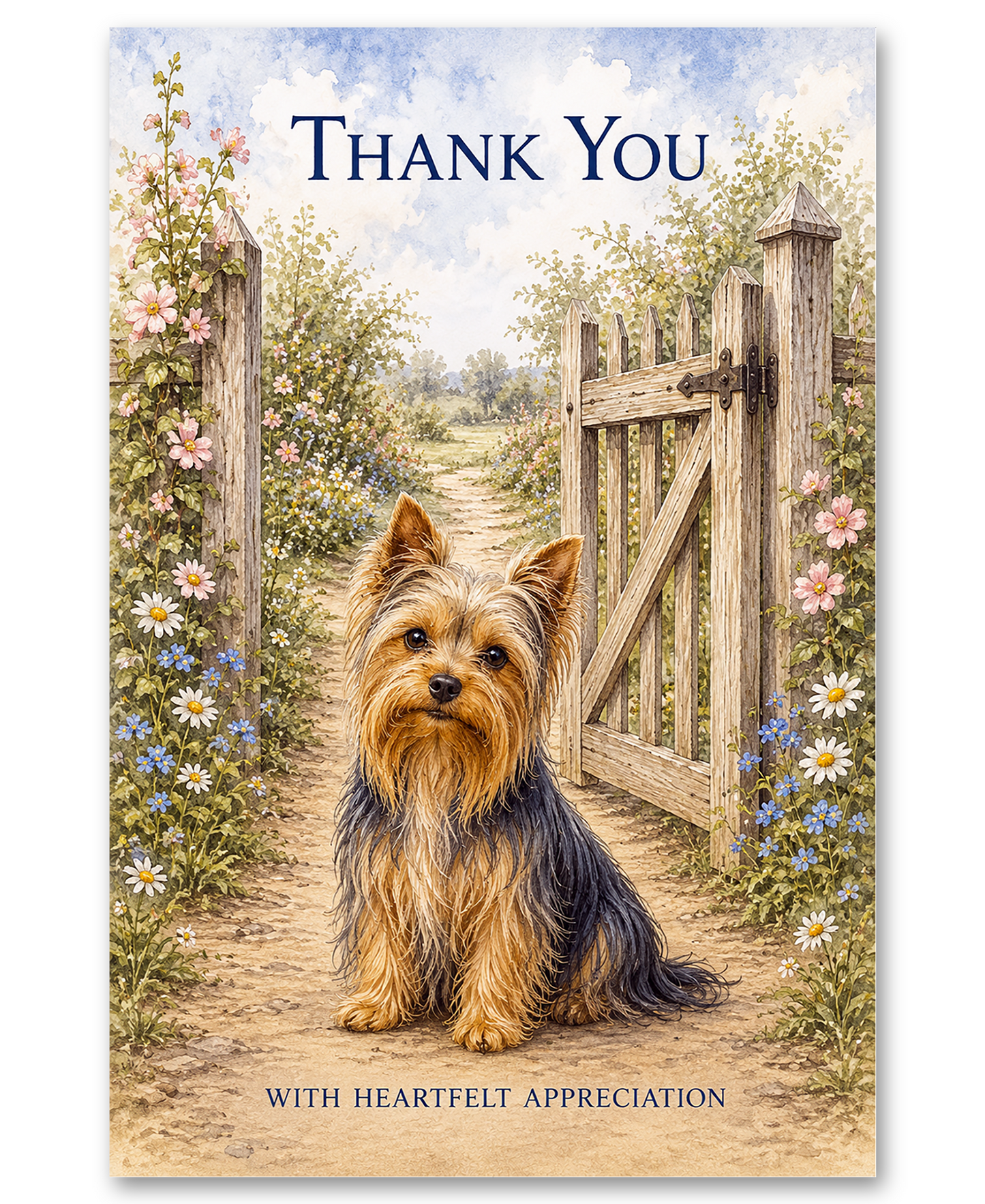 Yorkshire Terrier -  At the Gate - Thank You Cards