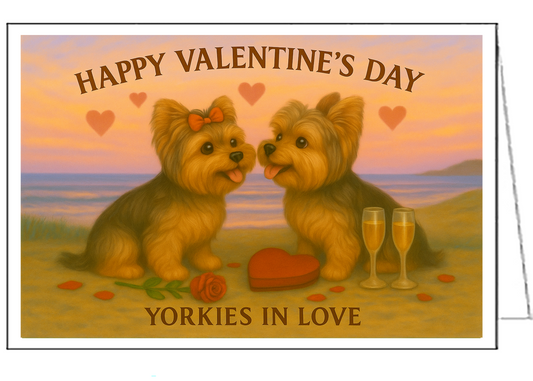 Yorkies in Love - Valentine Card