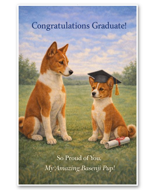 Basenji- Congratulations - So Proud of You - Graduation Card