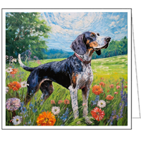 Bluetick Coonhound Fine Art Notecards - 5¼ x 5¼ Inches, Set of Six