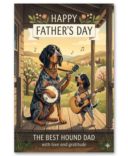 Bluetick Coonhound Music Partners -  Father's Day Card