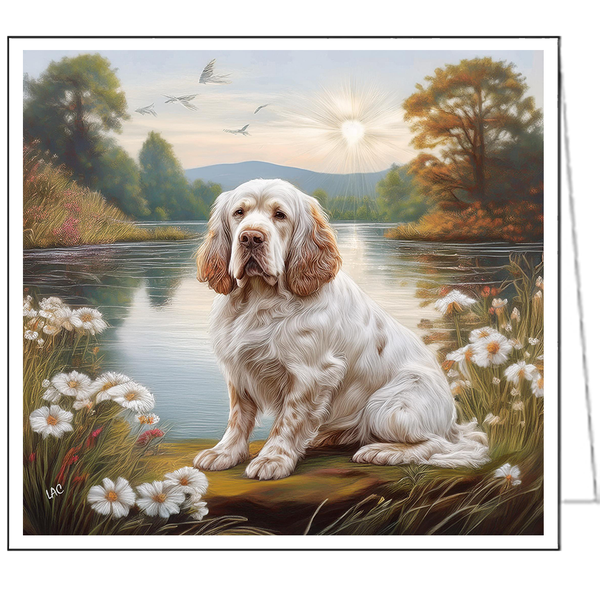 Clumber Spaniel Fine Art Notecards - 5¼ x 5¼, Set of Six