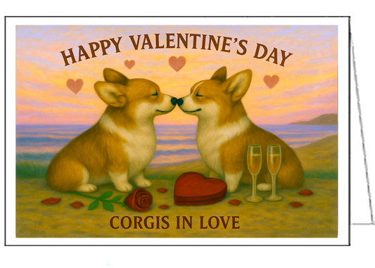 Welsh Corgi - Corgis In Love Valentine Card