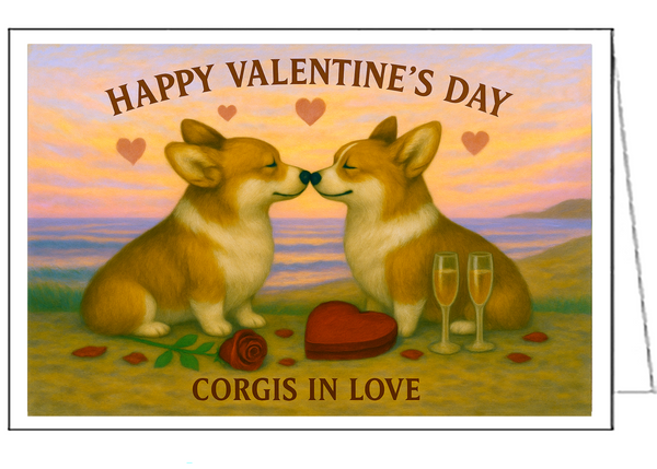 Welsh Corgi - Corgis In Love Valentine Card