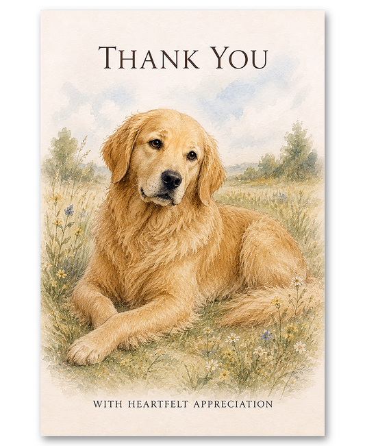 Golden Retriever - In the Meadow - Thank You Cards