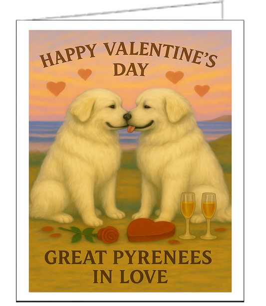 Great Pyrenees In Love - Valentine Card