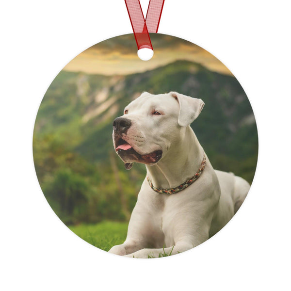 Dogo Argentino Metal Ornaments: Holiday Cheer