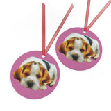 English Foxhound 'Sasha' Metal Ornaments