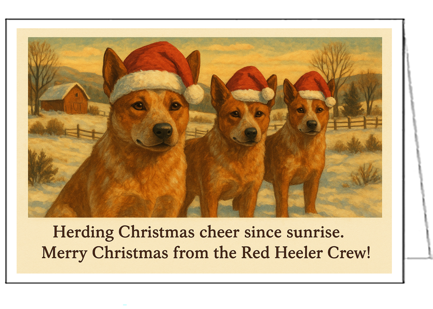 Charming Red Heeler - Australian Cattle Dog Fine Art Christmas Cards Set of 6