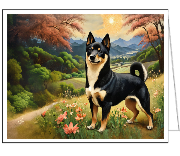 Black &amp; Tan Shiba Inu Fine Art Notecards - 5 x 7 In.  Set of 6