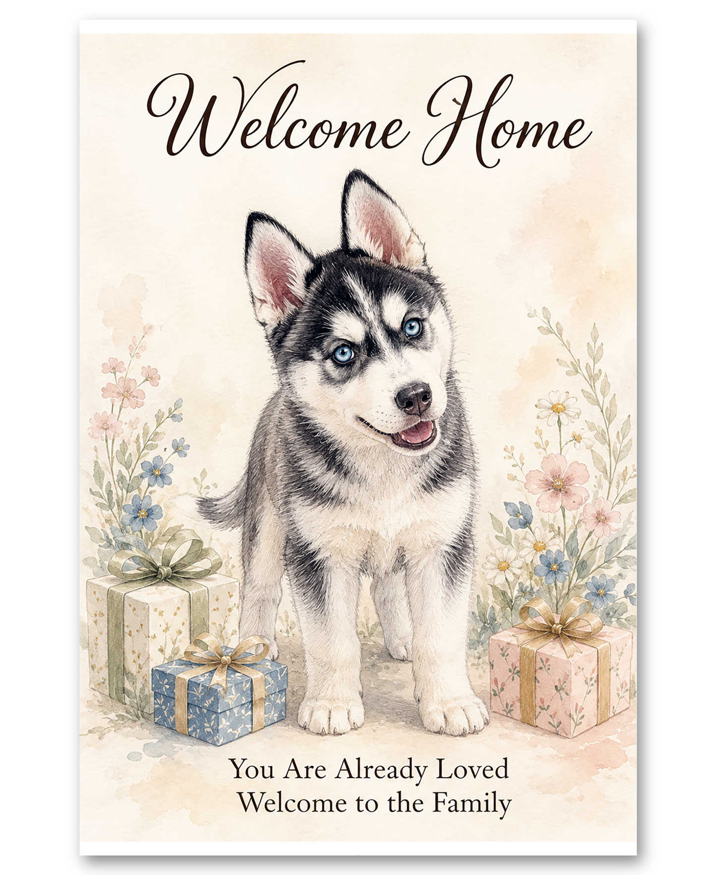 Siberian Husky -  Welcome to the Family - New Puppy Card