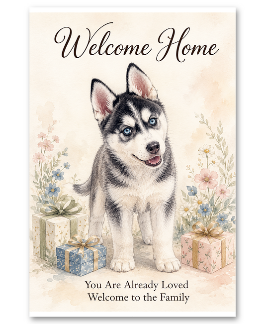 Siberian Husky -  Welcome to the Family - New Puppy Card