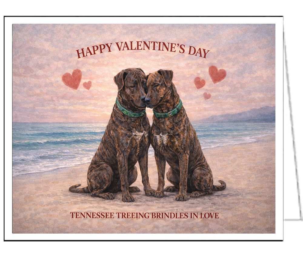 Treeing Tennessee Brindle Valentine Card