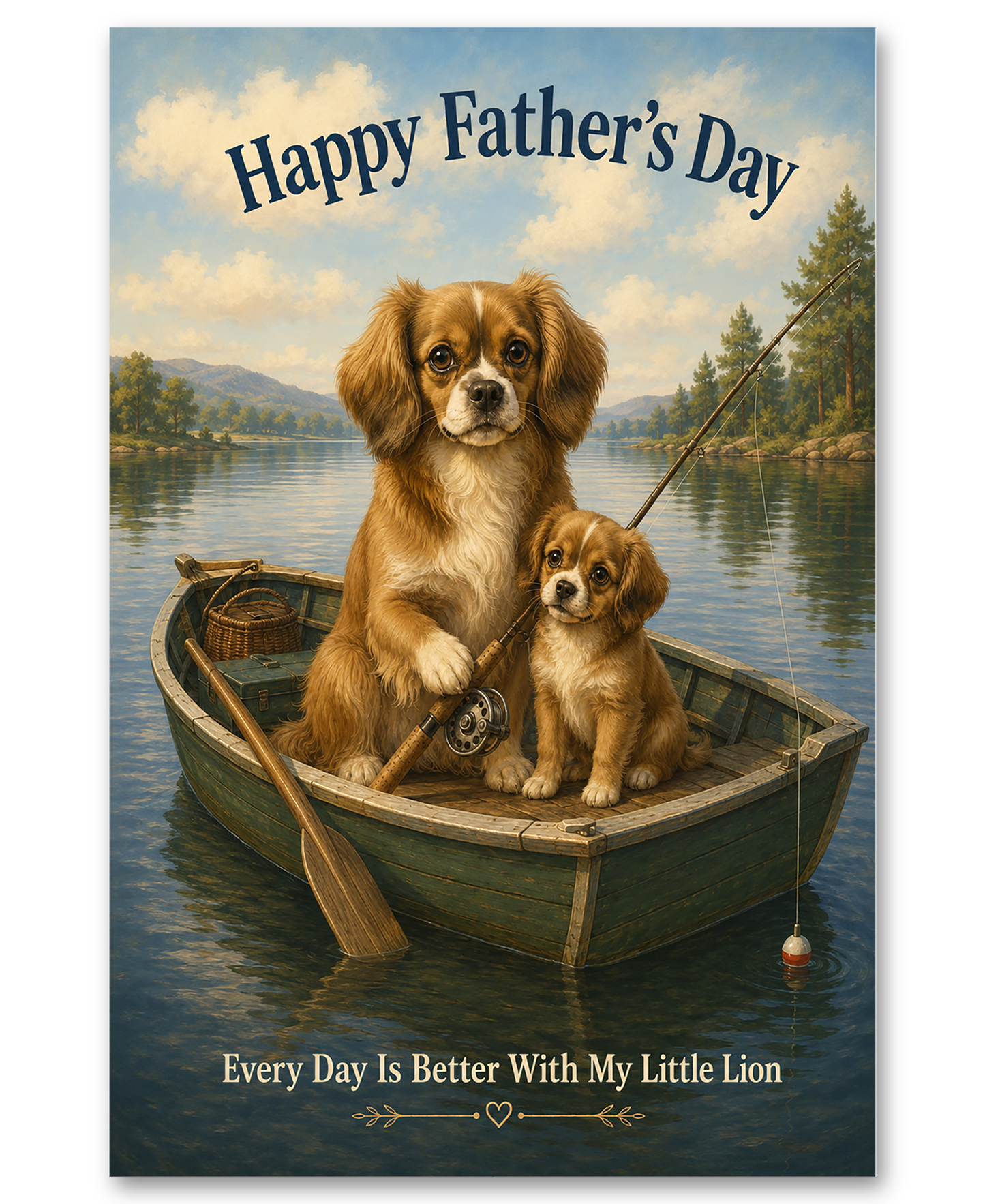 Tibetan Spaniels Boat Fishing on Father's Day