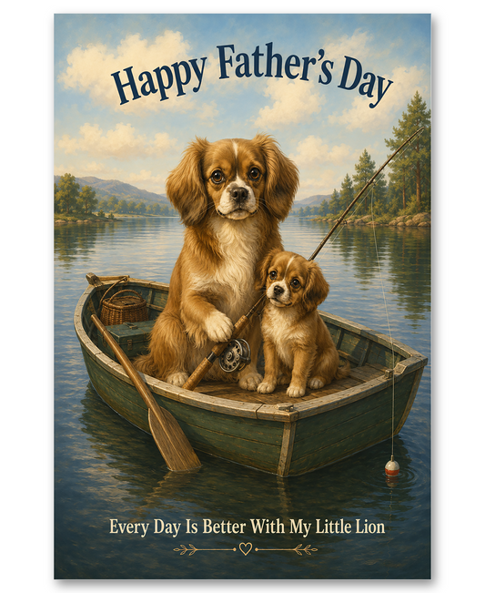 Tibetan Spaniels Boat Fishing on Father's Day