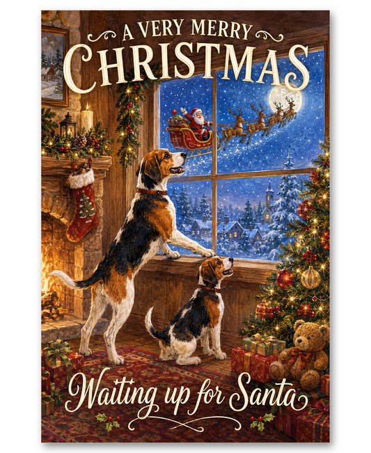 Treeing Walker Coonhound - Waiting Up For Santa Christmas Cards