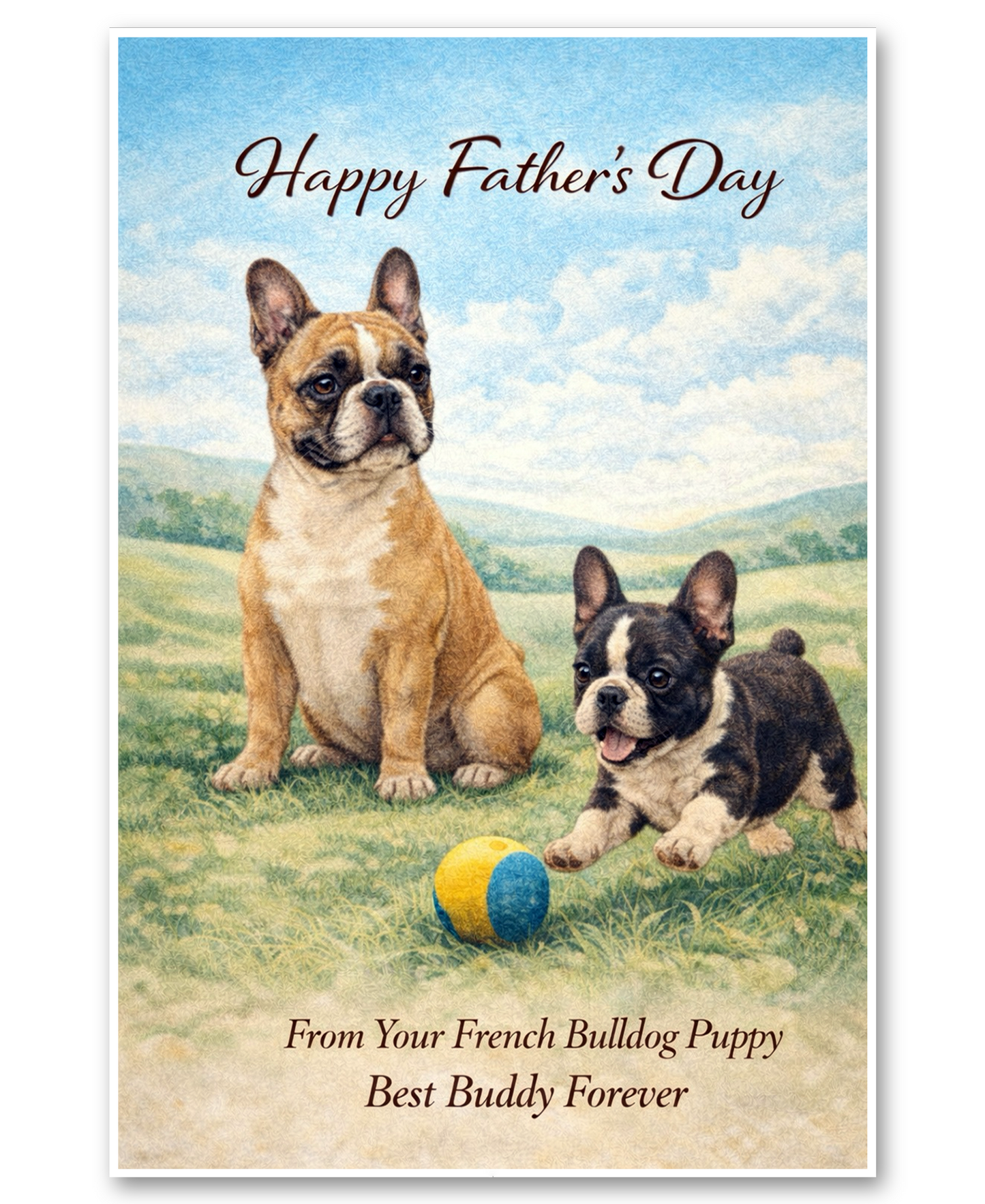 French Bulldog - Playing Ball Father's Day Card