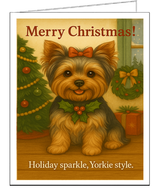 Yorkie Christmas Cards Set of 6 with Envelopes