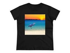 Blue Heron in Sunset Women's Midweight Cotton Tee