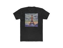 Eiffel Tower Sunset - Men's Fitted Cotton Crew Tee