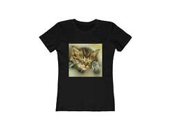 Sleepy Brucie the Cat - Women's Slim Fit Ringspun Cotton T-Shirt