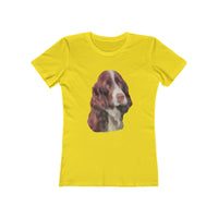 English Springer Spaniel - Women's Slim Fit Ringspun Cotton T-Shirt (Colors: Solid Vibrant Yellow)