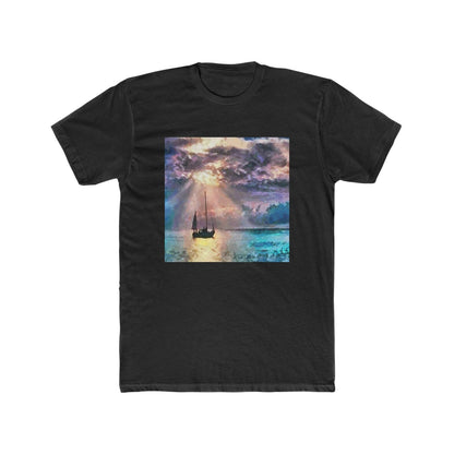 Greek Islands - Aegean Enchantment - Men's Fitted Cotton Crew Tee (Color: Solid Black)