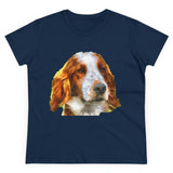 Irish Red & White Setter  Women's Midweight Cotton Tee (Color: Navy)