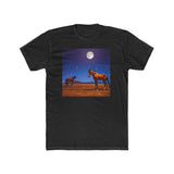Horses in the Moonlight - Men's Cotton Crew Tee (Color: Solid Black)