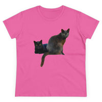 Cats of Greece 'Sifnos Sisters' Women's Midweight Cotton Tee (Color: Azalea)