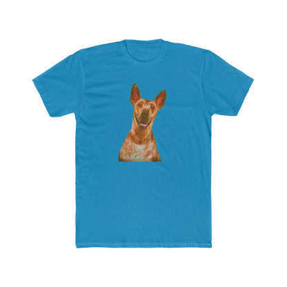Peruvian Inca Orchid Men's Fitted Cotton Crew Tee (Color: Solid Turquoise)