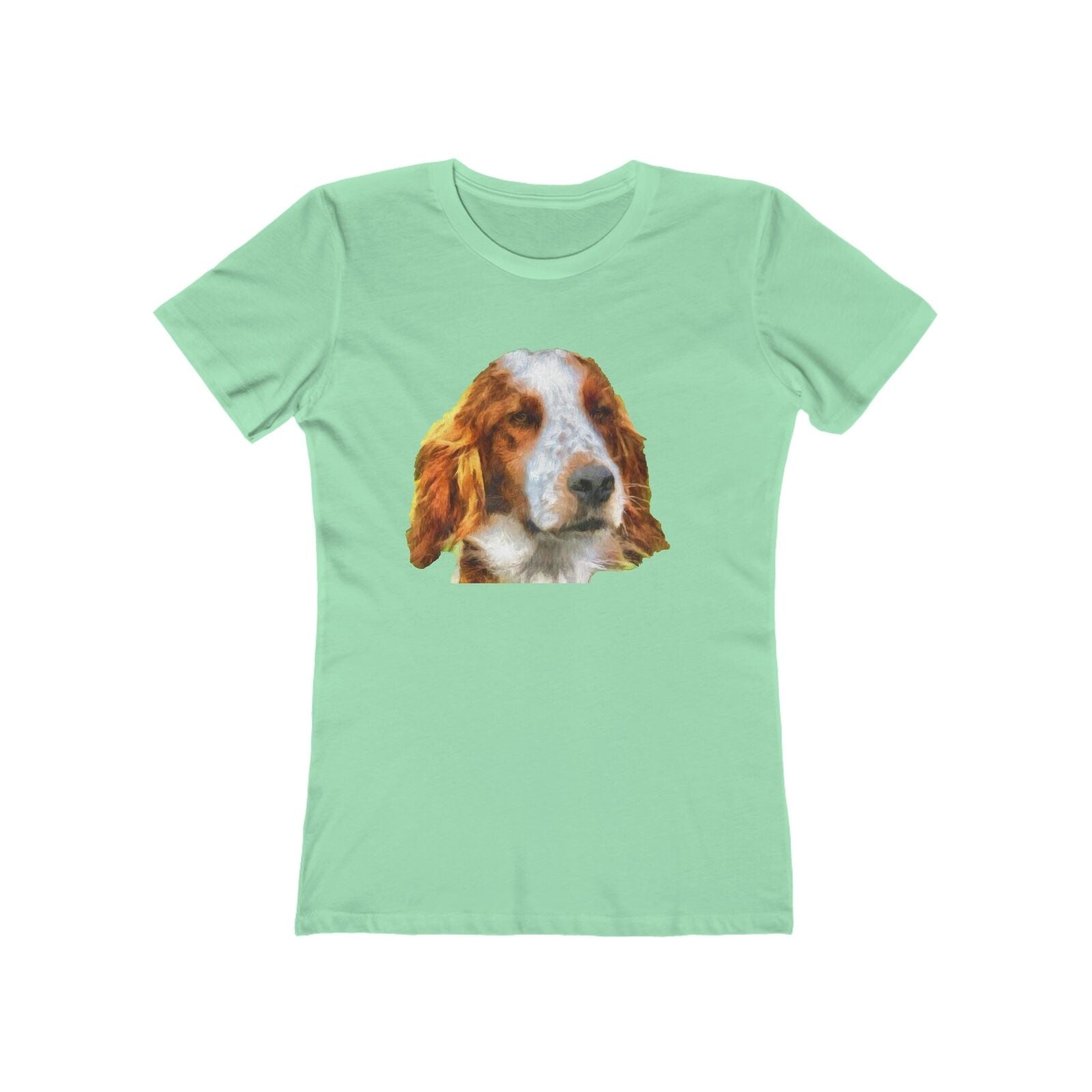 Irish Red & White Setter - Women's Slim Fit Ringspun Cotton T-Shirt (Colors: Solid Mint)