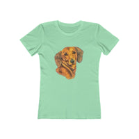 Dachshund 'Doxie #1'  Women's Slim Fit Ringspun Cotton T-Shirt (Colors: Solid Mint)