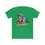 Rottweiler 'Lina' Men's Fitted Cotton Crew Tee (Color: Solid Kelly Green)
