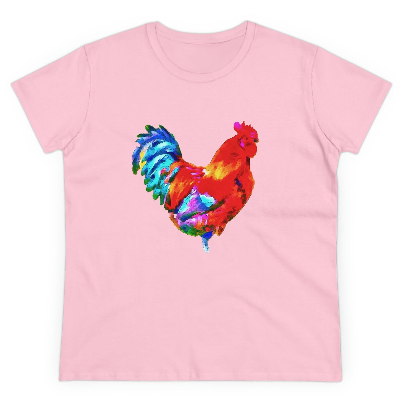Rooster 'Craw' Women's Midweight Cotton Tee (Color: Light Pink)