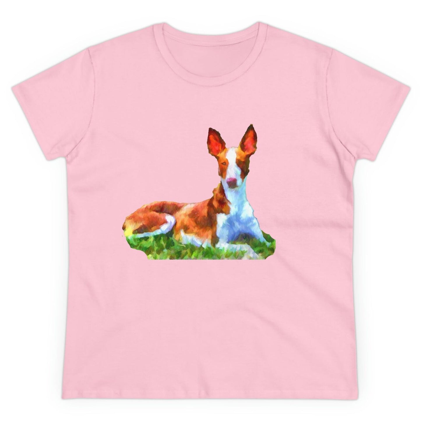 Ibizan Hound Women's Midweight Cotton Tee (Color: Light Pink)