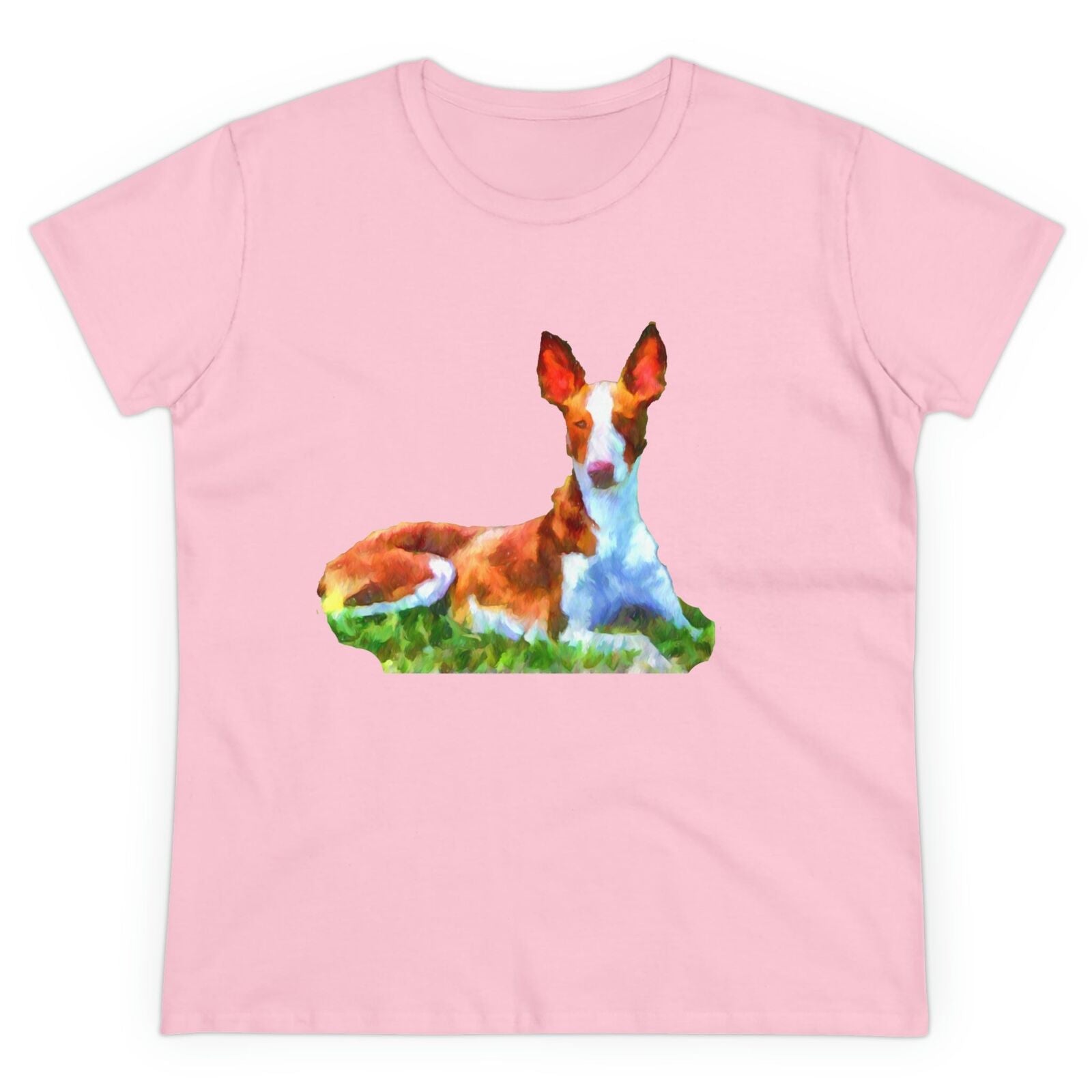 Ibizan Hound Women's Midweight Cotton Tee (Color: Light Pink)