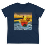 Sifnos Happy Hour - Women's Midweight Cotton Tee (Color: Navy)